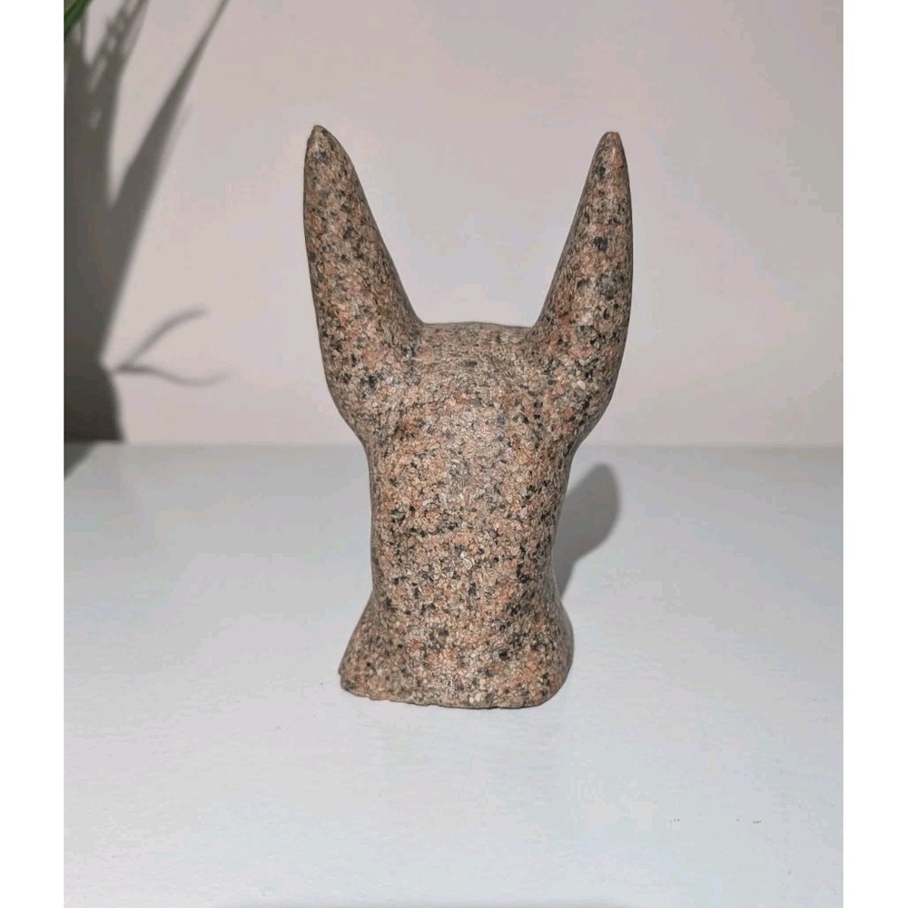 Vintage Egyptian Anubus Jackal Head 5" Sculpture Handcrafted Made of Granite - Picture 3 of 6